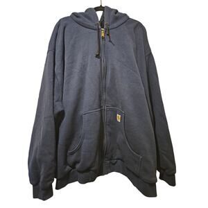 Carhartt J149 Zip Hoodie Thermal Lined Heavyweight Workwear 4XL Navy Blue
